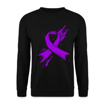 Lila Krebs Bewusstein Schleife Violett - Unisex Pullover - Schwarz - Vorne - Alina (178cm) & Michal (187cm)