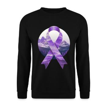 Lavendel Krebs Bewusstein Schleife Berge Geschenk - Unisex Pullover - Schwarz - Vorne - Alina (178cm) & Michal (187cm)