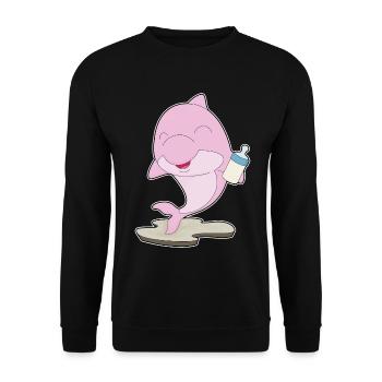 Dauphin Biberon Lait - Sweat-shirt Unisexe - noir - Devant - Alina (178cm) & Michal (187cm)