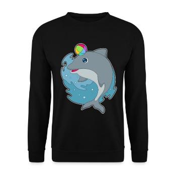 Dolphin Swimming Water Polo Summer - Unisex Sweatshirt - black - Front - Alina (178cm) & Michal (187cm)