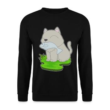 Pêche au chat pêcheur - Sweat-shirt Unisexe - noir - Devant - Alina (178cm) & Michal (187cm)
