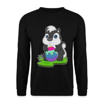 Stinktier Ostern Osterei - Unisex Pullover - Schwarz - Vorne - Alina (178cm) & Michal (187cm)