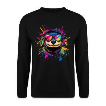 Loutre Loutre de mer Loutre Loutre Martre amour Loutre mignonne - Sweat-shirt Unisexe - noir - Devant - Alina (178cm) & Michal (187cm)