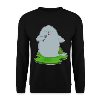 Seal Singer Microphone Singing - Unisex Sweatshirt - black - Front - Alina (178cm) & Michal (187cm)