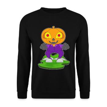 Jack O'Lantern Halloween Kürbis - Unisex Pullover - Schwarz - Vorne - Alina (178cm) & Michal (187cm)