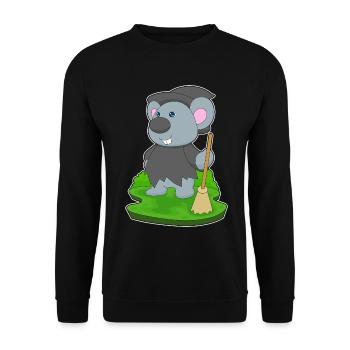 Mouse Witch Broom - Unisex Sweatshirt - black - Front - Alina (178cm) & Michal (187cm)