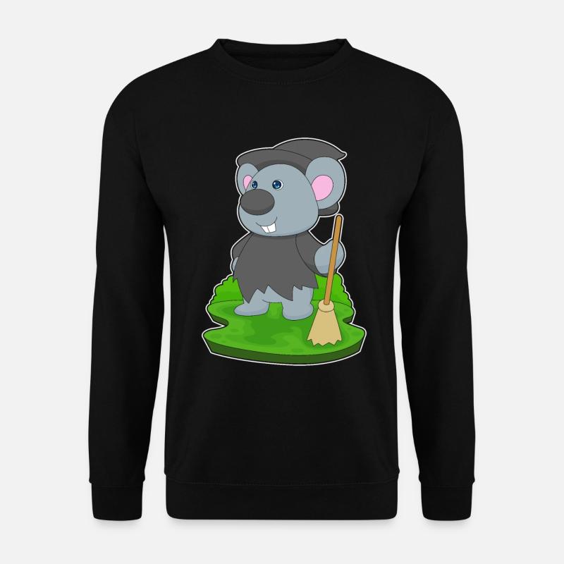 Mouse Witch Broom - Unisex Sweatshirt - black