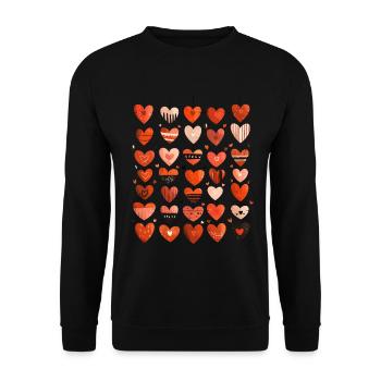 Heart Pattern Heart Pattern Valentine's Day Gift - Unisex Sweatshirt - black - Front - Alina (178cm) & Michal (187cm)