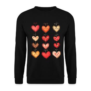 Heart Pattern Valentine's Day Heart Pattern Gift - Unisex Sweatshirt - black - Front - Alina (178cm) & Michal (187cm)