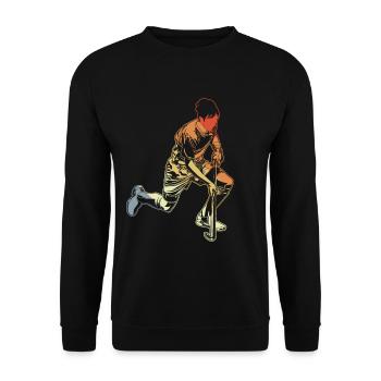 Feldhockeyspieler Junge - Unisex Pullover - Schwarz - Vorne - Alina (178cm) & Michal (187cm)