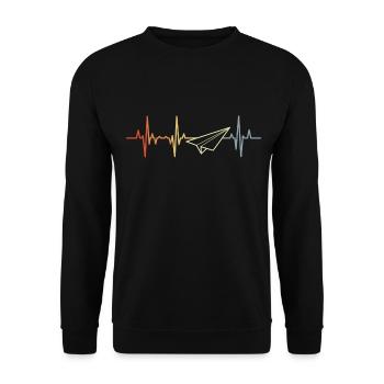 Papierflugzeug Herzfrequenz - Unisex Pullover - Schwarz - Vorne - Alina (178cm) & Michal (187cm)