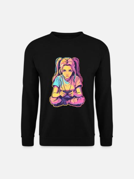 Gaming Girl Comic Look - Unisex Pullover - Schwarz