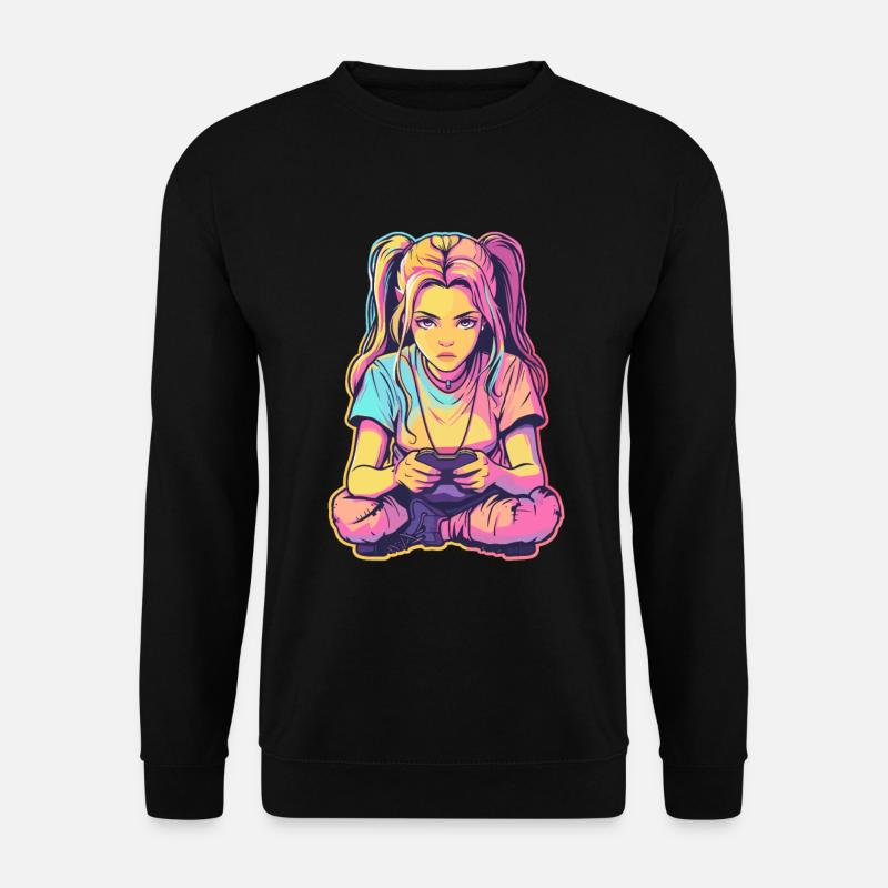 Gaming Girl Comic Look - Unisex Pullover - Schwarz