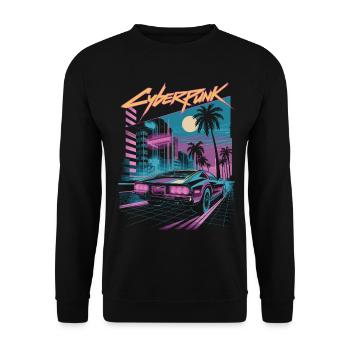 Cyberpunk Retro City Streets - Sweat-shirt Unisexe - noir - Devant - Alina (178cm) & Michal (187cm)