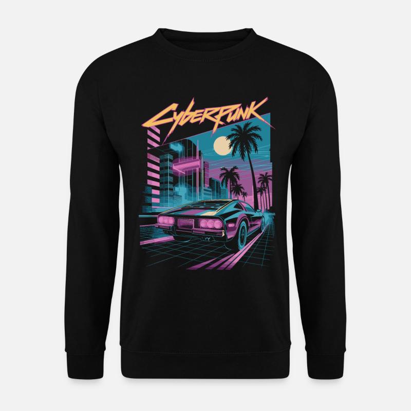 Cyberpunk Retro Stadtstraßen - Unisex Pullover - Schwarz