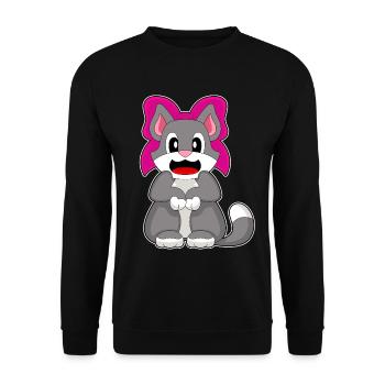 Cat Hair Bow - Unisex Sweatshirt - black - Front - Alina (178cm) & Michal (187cm)