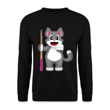 Cat Billiard Cue - Unisex Sweatshirt - black - Front - Alina (178cm) & Michal (187cm)