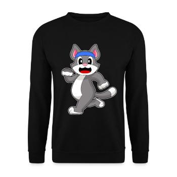 Cat Jogger Jogging Sport - Unisex Sweatshirt - black - Front - Alina (178cm) & Michal (187cm)