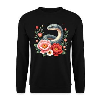Frohes Neujahr 2025 - Schlange - Unisex Pullover - Schwarz - Vorne - Alina (178cm) & Michal (187cm)