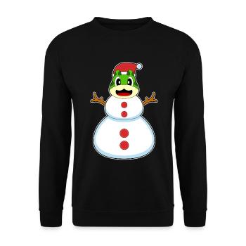 Frosch Weihnachten Schneemann - Unisex Pullover - Schwarz - Vorne - Alina (178cm) & Michal (187cm)