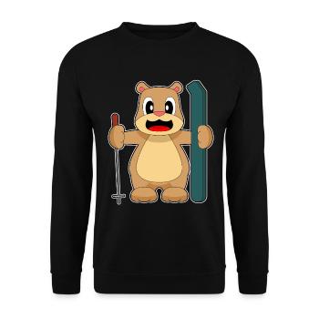 Bear Ski Skier Ski Poles - Unisex Sweatshirt - black - Front - Alina (178cm) & Michal (187cm)