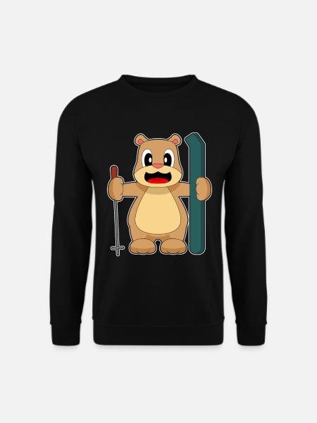 Bear Ski Skier Ski Poles - Unisex Sweatshirt - black