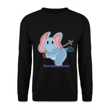 Elefant Skifahrer Ski Wintersport - Unisex Pullover - Schwarz - Vorne - Alina (178cm) & Michal (187cm)