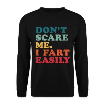 Erschrecke mich nicht, ich furze leicht, furze leicht lustige Sprüche - Unisex Pullover - Schwarz - Vorne - Alina (178cm) & Michal (187cm)