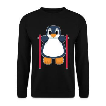 Penguin Bodybuilder Tractions Culturisme - Sweat-shirt Unisexe - noir - Devant - Alina (178cm) & Michal (187cm)