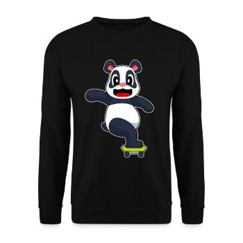 Panda Skater Skateboard - Unisex Sweatshirt - black - Front - Alina (178cm) & Michal (187cm)
