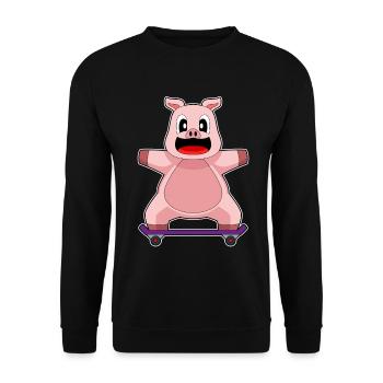 Pig Skater Skateboard - Unisex Sweatshirt - black - Front - Alina (178cm) & Michal (187cm)