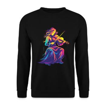 Violin Girl Retrowave - Unisex Sweatshirt - black - Front - Alina (178cm) & Michal (187cm)