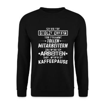 Stolze Chefin Von Verdammt Tollen Mitarbeitern - Unisex Pullover - Schwarz - Vorne - Alina (178cm) & Michal (187cm)