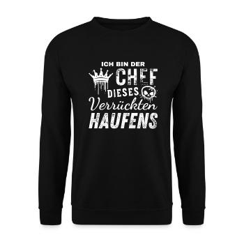 Ich Bin Ein Stolzer Chef Dieses Verrückten Haufens - Unisex Pullover - Schwarz - Vorne - Alina (178cm) & Michal (187cm)