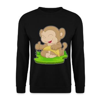 Affe Banane  - Unisex Pullover - Schwarz - Vorne - Alina (178cm) & Michal (187cm)