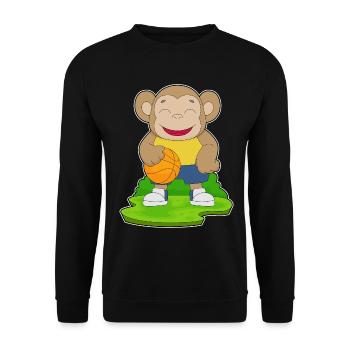 Affe Basketballspieler Basketball - Unisex Pullover - Schwarz - Vorne - Alina (178cm) & Michal (187cm)