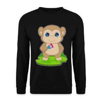 Affe Maler Pinsel Malen - Unisex Pullover - Schwarz - Vorne - Alina (178cm) & Michal (187cm)