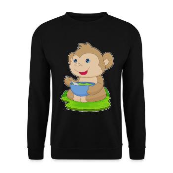 Affe Koch Schüssel Kochen - Unisex Pullover - Schwarz - Vorne - Alina (178cm) & Michal (187cm)
