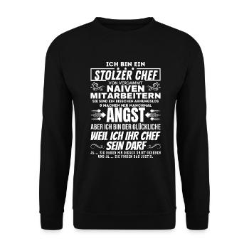 stolzer Chef von verdammt naiven Mitarbeitern - Unisex Pullover - Schwarz - Vorne - Alina (178cm) & Michal (187cm)