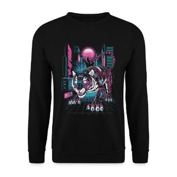 Cyberpunk Neon Tiger Futuristic Design - Unisex Sweatshirt - black - Front - Alina (178cm) & Michal (187cm)