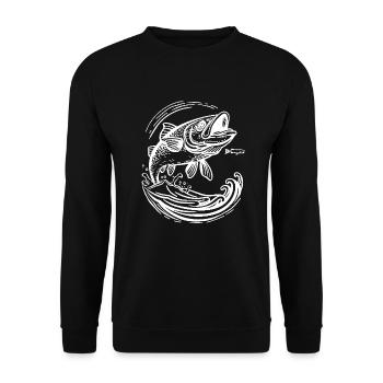 Fischen Cartoon Stil - Unisex Pullover - Schwarz - Vorne - Alina (178cm) & Michal (187cm)