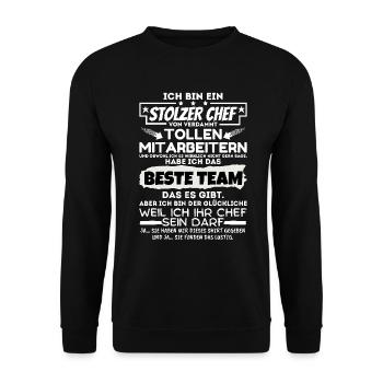 stolzer Chef von verdammt naiven Mitarbeitern - Unisex Pullover - Schwarz - Vorne - Alina (178cm) & Michal (187cm)
