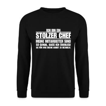 stolzer Chef geniale Mitarbeiter lustiger Chef - Unisex Pullover - Schwarz - Vorne - Alina (178cm) & Michal (187cm)