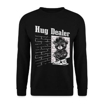 Cooler Gangster Teddy Bär als Hug Dealer - Unisex Pullover - Schwarz - Vorne - Alina (178cm) & Michal (187cm)