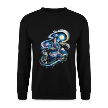 Samurai Ronin mount fuji japanese - Unisex Sweatshirt - black - Front - Alina (178cm) & Michal (187cm)