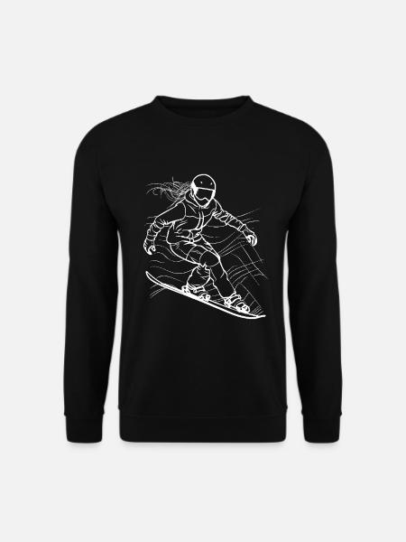 Snowboarderin Line Art - Unisex Pullover - Schwarz