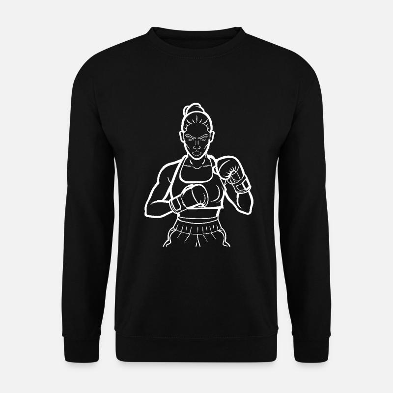 Female Boxer Line Art - Unisex Sweatshirt - black