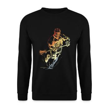 Vintage Lacrosse Player - Unisex Sweatshirt - black - Front - Alina (178cm) & Michal (187cm)