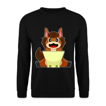 Pferd Laptop - Unisex Pullover - Schwarz - Vorne - Alina (178cm) & Michal (187cm)