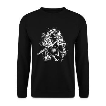 Flûte Fille Dessin - Sweat-shirt Unisexe - noir - Devant - Alina (178cm) & Michal (187cm)